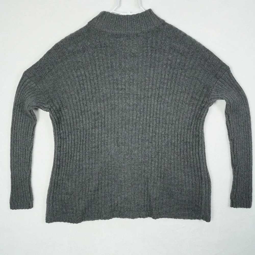 Abercrombie Fitch Men Charcoal Cable Knit Mock‎ Neck Sweater Size Large